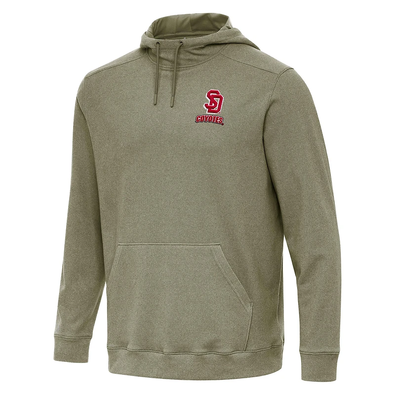 Men's Antigua Heather Olive South Dakota Coyotes Cloud Pullover Hoodie
