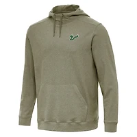 Men's Antigua Heather Olive South Florida Bulls Cloud Pullover Hoodie