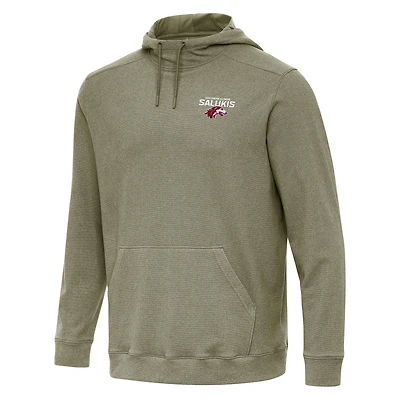 Men's Antigua Heather Olive Southern Illinois Salukis Cloud Pullover Hoodie