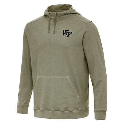 Men's Antigua Heather Olive Wake Forest Demon Deacons Cloud Pullover Hoodie