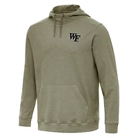 Men's Antigua Heather Olive Wake Forest Demon Deacons Cloud Pullover Hoodie
