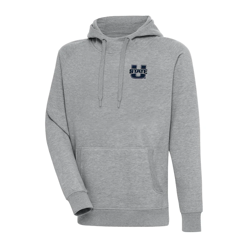 Men's Antigua Heather Gray Utah State Aggies Big & Tall Victory Raglan Pullover Hoodie