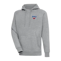 Men's Antigua Heather Gray SMU Mustangs Big & Tall Victory Raglan Pullover Hoodie