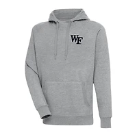 Men's Antigua Heather Gray Wake Forest Demon Deacons Big & Tall Victory Raglan Pullover Hoodie