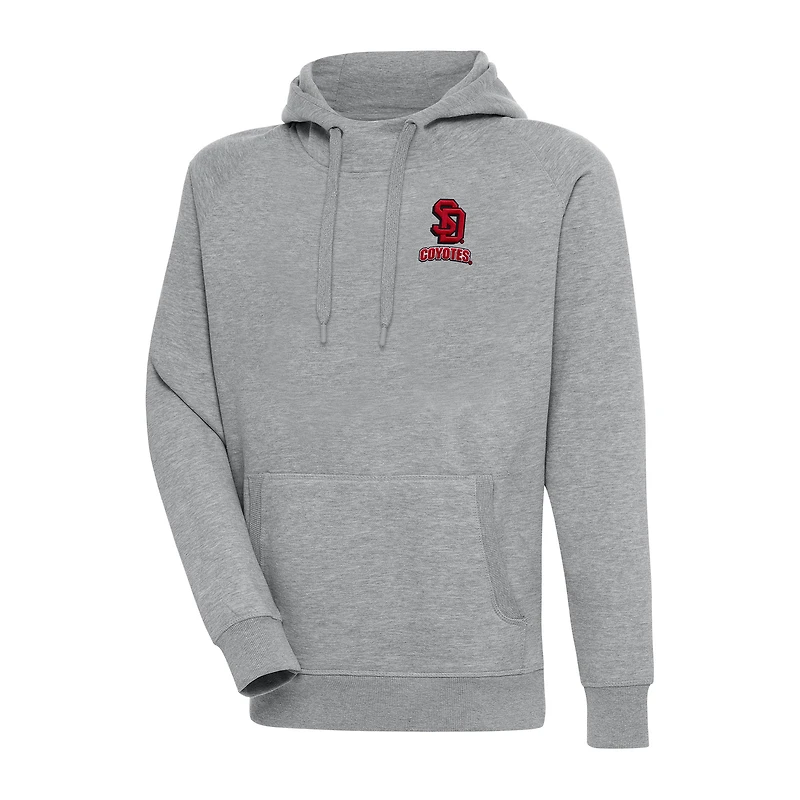 Men's Antigua Heather Gray South Dakota Coyotes Big & Tall Victory Raglan Pullover Hoodie