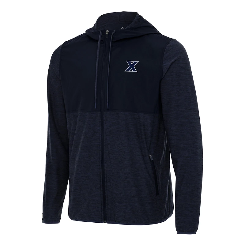 Men's Antigua Navy Xavier Musketeers Sway Full-Zip Hoodie Jacket