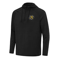 Men's Antigua Heather Black Wichita State Shockers Spikes Raglan Quarter-Zip Hoodie
