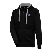 Men's Antigua Black Xavier Musketeers Big & Tall Victory Full-Zip Hoodie Jacket