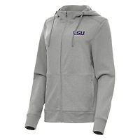 Women's Antigua Heather Gray LSU Tigers Seeker Full-Zip Hoodie