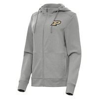 Women's Antigua Heather Gray Purdue Boilermakers Seeker Full-Zip Hoodie