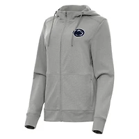 Women's Antigua Heather Gray Penn State Nittany Lions Seeker Full-Zip Hoodie