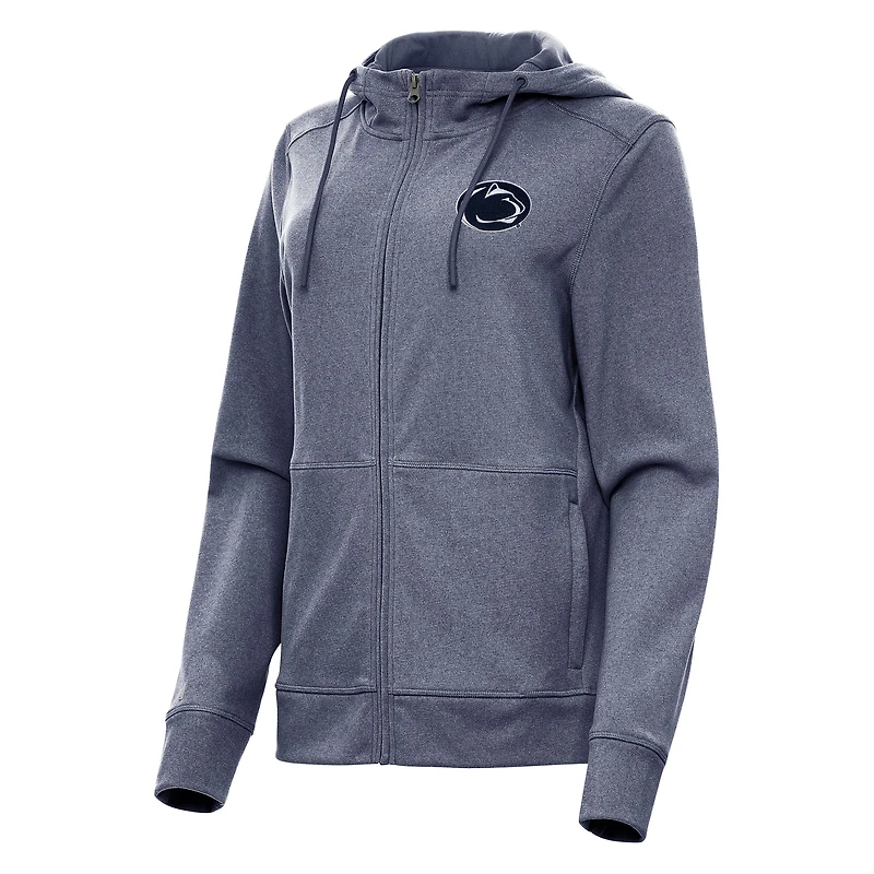 Women's Antigua Heather Navy Penn State Nittany Lions Seeker Full-Zip Hoodie