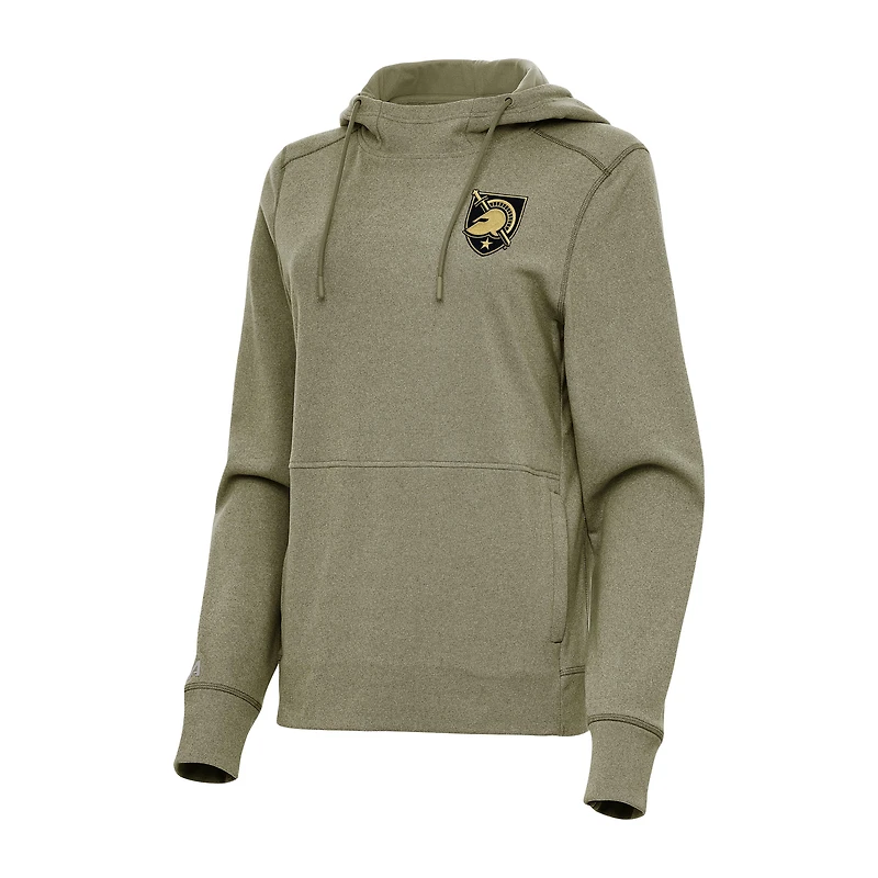 Women's Antigua Olive Army Black Knights Justice Pullover Hoodie