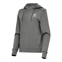 Women's Antigua Heather Charcoal Notre Dame Fighting Irish Justice Pullover Hoodie
