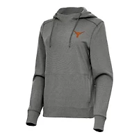 Women's Antigua Heather Charcoal Texas Longhorns Justice Pullover Hoodie