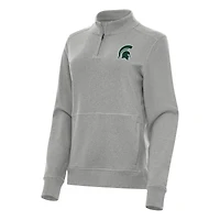 Women's Antigua Heather Gray Michigan State Spartans Crush Quarter-Zip Fleece Sweatshirt
