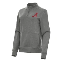 Women's Antigua Heather Charcoal Alabama Crimson Tide Crush Quarter-Zip Fleece Sweatshirt