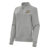 Women's Antigua Heather Gray Purdue Boilermakers Crush Quarter-Zip Fleece Sweatshirt