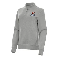 Women's Antigua Heather Virginia Cavaliers Crush Quarter-Zip Fleece Sweatshirt