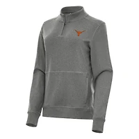Women's Antigua Heather Charcoal Texas Longhorns Crush Quarter-Zip Fleece Sweatshirt