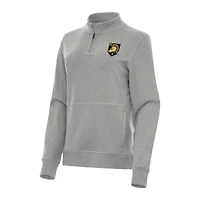 Women's Antigua Heather Gray Army Black Knights Crush Quarter-Zip Fleece Sweatshirt
