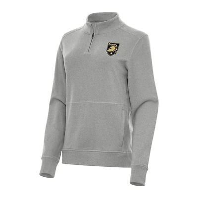 Women's Antigua Heather Gray Army Black Knights Crush Quarter-Zip Fleece Sweatshirt