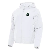 Women's Antigua White Michigan State Spartans Universe Full-Zip Puffer Jacket