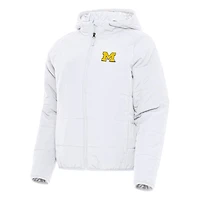 Women's Antigua White Michigan Wolverines Universe Full-Zip Puffer Jacket