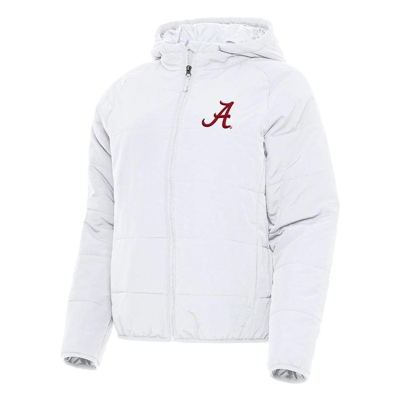 Women's Antigua White Alabama Crimson Tide Universe Full-Zip Puffer Jacket