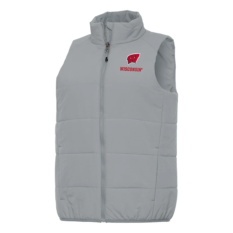 Women's Antigua Gray Wisconsin Badgers Experience Full-Zip Vest