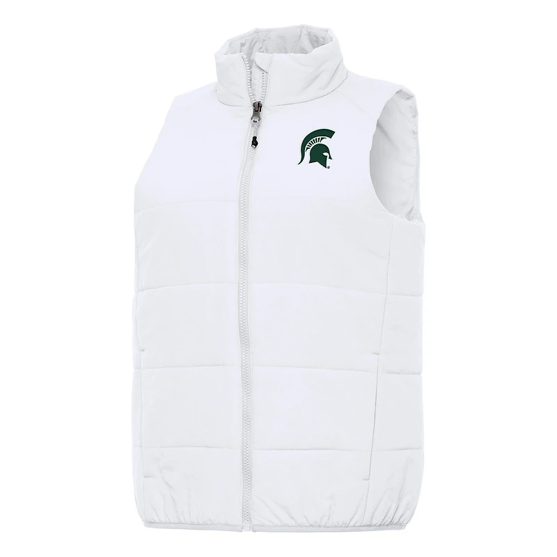 Women's Antigua White Michigan State Spartans Experience Full-Zip Vest