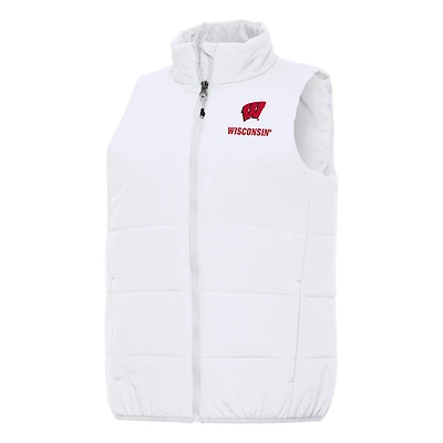 Women's Antigua White Wisconsin Badgers Experience Full-Zip Vest