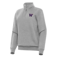 Women's Antigua Heather Gray Washington Huskies Victory Quarter-Zip Sweatshirt