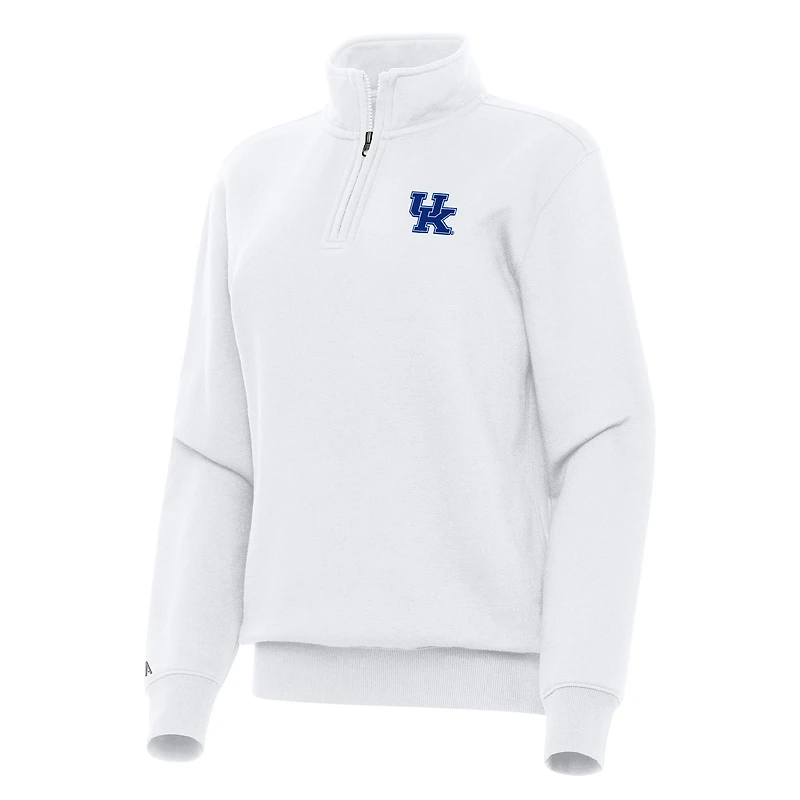 Women's Antigua White Kentucky Wildcats Victory Quarter-Zip Sweatshirt