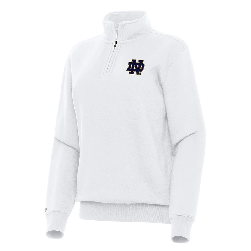 Women's Antigua White Notre Dame Fighting Irish Victory Quarter-Zip Sweatshirt