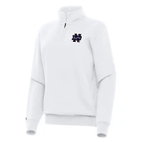 Women's Antigua White Notre Dame Fighting Irish Victory Quarter-Zip Sweatshirt