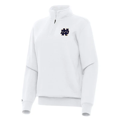 Women's Antigua White Notre Dame Fighting Irish Victory Quarter-Zip Sweatshirt