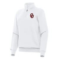 Women's Antigua White Oklahoma Sooners Victory Quarter-Zip Sweatshirt