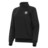 Women's Antigua Black Texas A&M Aggies Victory Quarter-Zip Sweatshirt