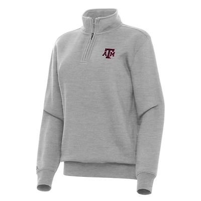 Women's Antigua Heather Gray Texas A&M Aggies Victory Quarter-Zip Sweatshirt