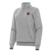 Women's Antigua Heather Gray Texas A&M Aggies Victory Quarter-Zip Sweatshirt