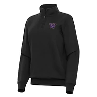 Women's Antigua Black Washington Huskies Victory Quarter-Zip Sweatshirt