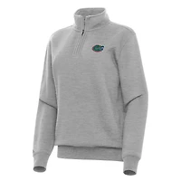 Women's Antigua Heather Gray Florida Gators Victory Quarter-Zip Sweatshirt