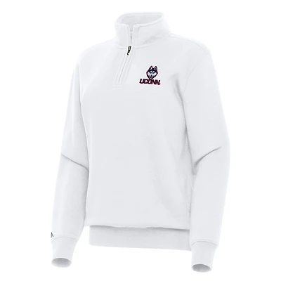 Women's Antigua White UConn Huskies Victory Quarter-Zip Sweatshirt