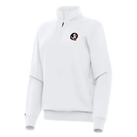 Women's Antigua White Florida State Seminoles Victory Quarter-Zip Sweatshirt