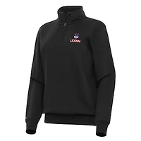 Women's Antigua Black UConn Huskies Victory Quarter-Zip Sweatshirt