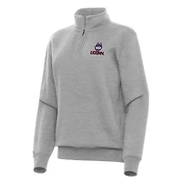 Women's Antigua Heather Gray UConn Huskies Victory Quarter-Zip Sweatshirt