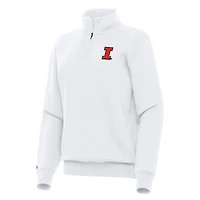 Women's Antigua White Illinois Fighting Illini Victory Quarter-Zip Sweatshirt
