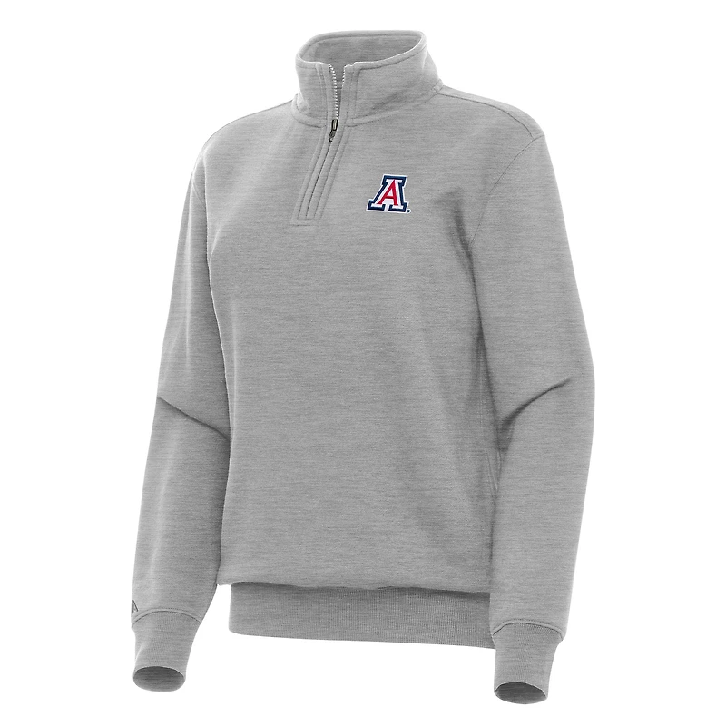 Women's Antigua Heather Gray Arizona Wildcats Victory Quarter-Zip Sweatshirt