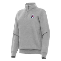 Women's Antigua Heather Gray Arizona Wildcats Victory Quarter-Zip Sweatshirt